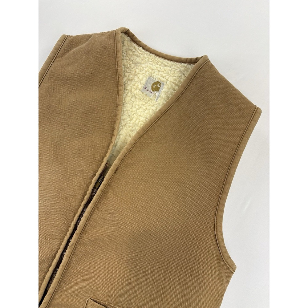 VINTAGE 1970s CARHARTT Duck Sherpa Lined Hunting Vest Men's Medium